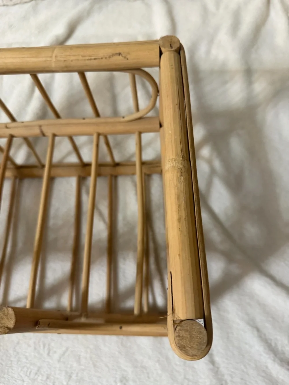 Rattan Wine Rack Stand 6 Bottle Storage Boho Vintage Mid-Century Modern